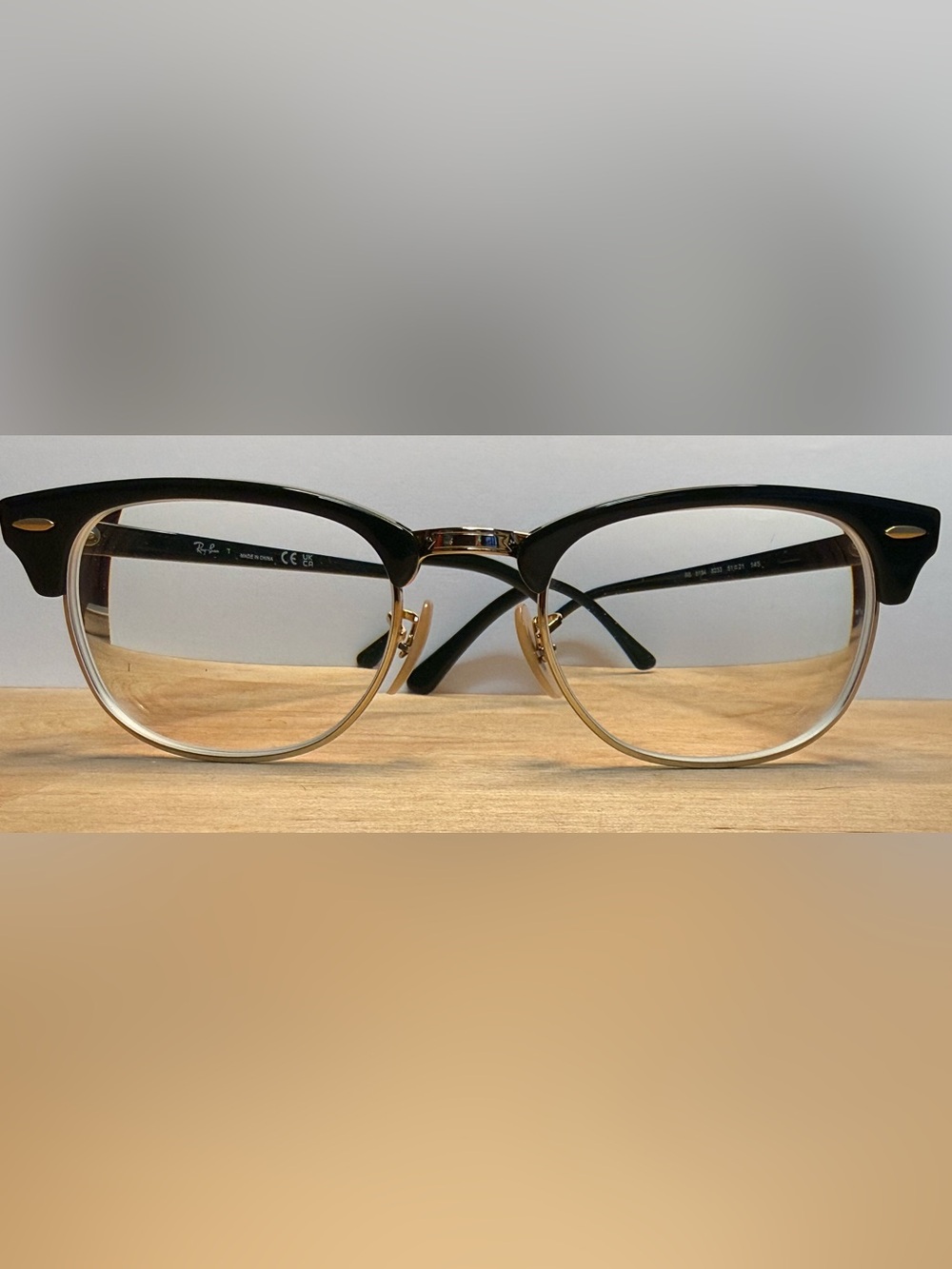 Ray-Ban Two-Tone Green and Gold Clubmaster-Style Glasses